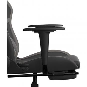 vidaXL Black and Grey Faux Leather Gaming Chair with Footrest