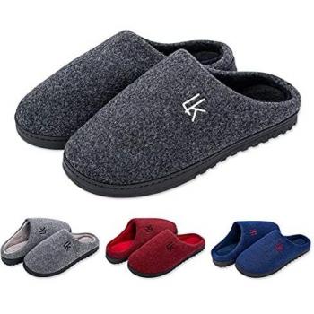 LK LEKUNI Zapatillas de Casa Mujer y Hombre de Estar Zapatos Antideslizantes Ultraligero Cómodo y Calentitas Antideslizante Pantuflas-Negro01-44-45