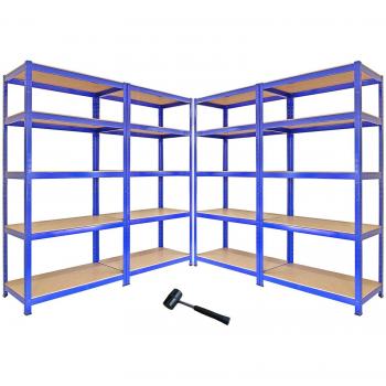 Estanterías Metálicas T-Rax Azules 90cm Ancho x 45cm Profundo, Set de 4