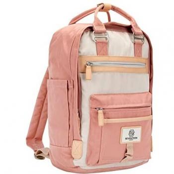 SEVENTEEN LONDON - Mochila 'Wimbledon' Moderna, Sencilla y Unisex con un Acabado Rosa y Crema en el Estilo de una Mochila escandinava, computadora portátil de hasta 13