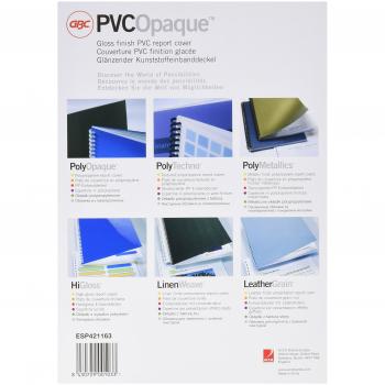 GBC Portada de Encuadernación Opaca, PVC, A4, 180 Micras, Negro, Paquete de 100 Unidades