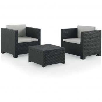 Diva Tête à Tête Lounge Set - Graphite Resin Rattan Outdoor Furniture