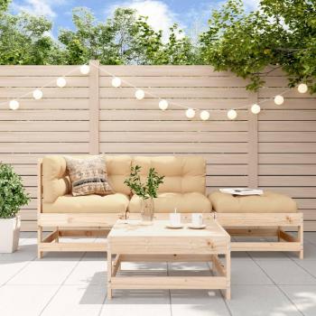 vidaXL 4-Piece Solid Wood Garden Lounge Set with Cushions