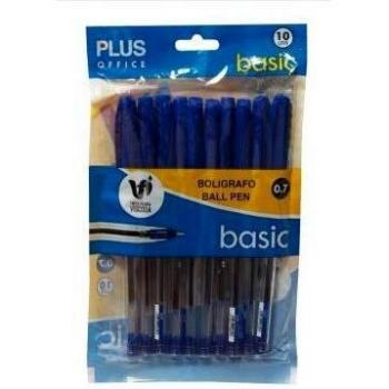 BOLIGRAFO PLUS OFFICE PLUS BASIC TRAZO 0,7MM TINTA VFI BOLSA 10 UNIDADES