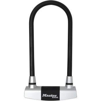 Master Lock Hardened Steel Criterion Antirrobo para Bicicleta con Llave y Soporte de Transporte, Plateado y Negro, Talla única