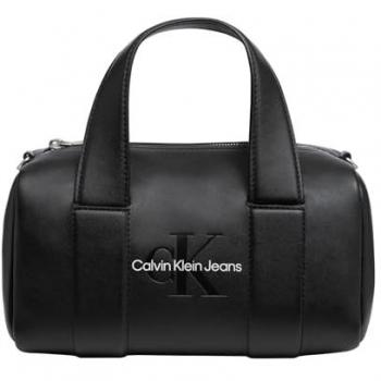 Calvin Klein Women's Black Sculpted Square Barrel Handbag with Mono Logo