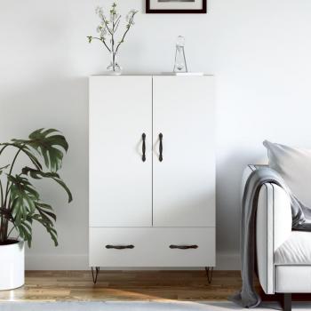 Aparador alto de madera de ingeniería blanco 69,5x31x115 cm, mueble de almacenaje para salón, buffet y armario auxiliar
