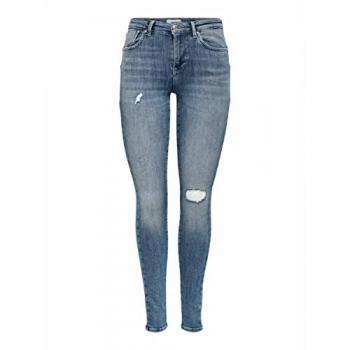 Only Women's Onlpower Life Mid Push Skinny Jeans