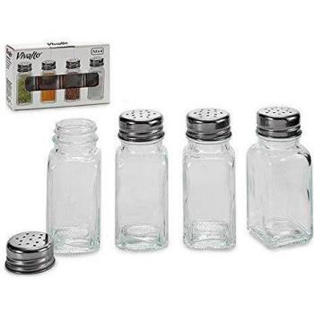 Vivalto Juego 4 ESPECIEROS Cristal 7CL, Multicolor, 4 x 9 x 4 cm