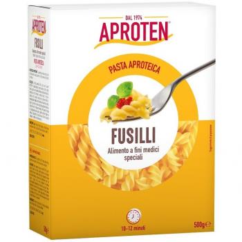 APROTEN FUSILLI 500G PROMOCIÓN - Pasta de trigo sin gluten, forma de tornillo, ideal para platos fríos y calientes, rica en proteínas, alta en fibra, apta para dietas especiales