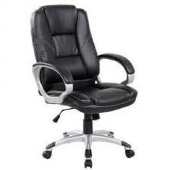 Poltrona Ejecutiva Ergonómica Boston - Negro - Con Reposabrazos y Tapizado en Ecopelle