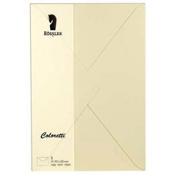 Sobre Rossler Coloretti C5 Color Crema 157x225 mm Pack de 5 Unidades