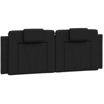 Cabecero de cama acolchado cuero sintético negro 140 cm