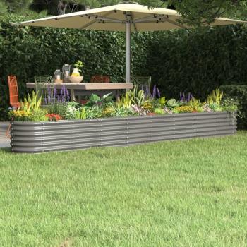vidaXL Garden Raised Bed Powder-Coated Steel 332x40x36 cm Grey