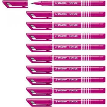 Rotulador puntafina STABILO SENSOR - Punta fina 0.3 con sistema de amortiguación - Caja con 10 unidades Color rosa