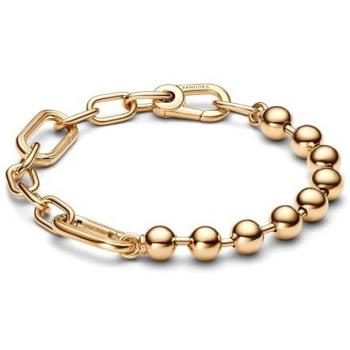 Pulsera Pandora ME de Eslabones y Cuentas Metálicas Chapada en Oro de 14 Quilates - 17 cm