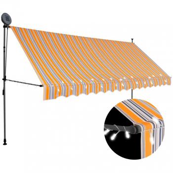 vidaXL Manual Retractable Awning with LED 350 cm Yellow and Blue