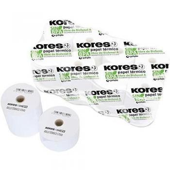 Kores 56677100. Paquete de 8 Rollos Térmicos Libres de Bisfenol A 80x80x12mm y 78 Metros para Máquinas Registradoras, TPV, Cajeros, Calculadoras