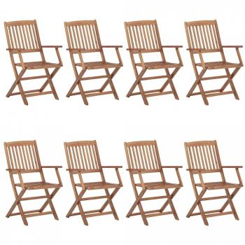 vidaXL Set de 8 Sillas Plegables de Exterior en Madera Maciza de Acacia