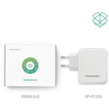 RAVPower Cargador de Pared con 4 Puertos 40W, USB iSmart 2.0
