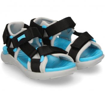 CAMPER Wous - Girls Sandals - Black/Grey, Size 31/12.5, Cotton Fabric