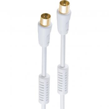 Cable de antena Shiverpeaks® BASIC-S, 100% apantallado, contactos bañados en oro, filtro de corriente de manto, 100 dB, blanco, 1.0m