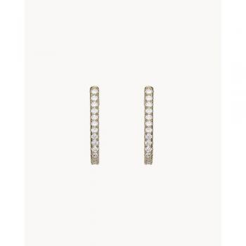 Apodemia - Pendientes de cadena con piedra blanca y detalle en oro amarillo