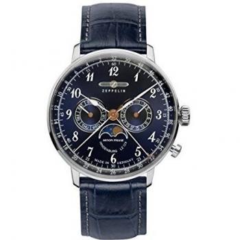 Zeppelin Unisex Chronograph Quartz Watch with Leather Strap 7036-3
