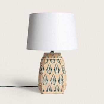 Lámpara de Mesa Cerámica Ariché Blanco Diseño Mediterráneo Decoración Salón y Dormitorio