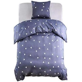 vidaXL Funda Nórdica 2 Piezas Diseño Triángulos 155x200/80x80cm Ropa Cama Gris