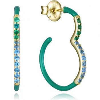 Pendientes Mujer Viceroy Elegant de Plata de Ley con Baño de Oro, Aro Doble y Esmalte Verde (Referencia: 15119E100-92)