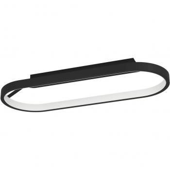 Plafón LED Codriales 27W, negro, luz cálida regulable, diseño minimalista ovalado de aluminio y plástico
