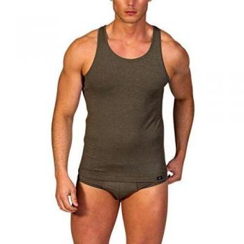 Camiseta Interior de Tirantes Hombre |Zero Defects | Hilo de Soja | Talla L/XL - Color Alga
