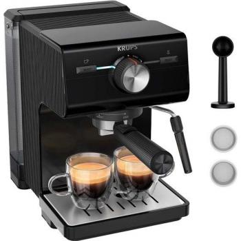 Krups XP3818 Authentic Manual Espresso Machine with Milk Frother, 15 Bar Pressure, Black