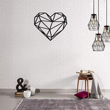 Homemania Corazón Negro decoración de Pared, DE Acero Laminado en frío, Talla única
