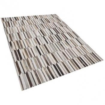 Alfombra Rectangular Patchwork de Piel de Vacuno Beige y Marrón 160 x 230 cm Kulalar