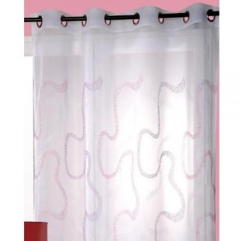 Visillo Bordado Zig Zag Entrelazado Rosa 140x240 cm