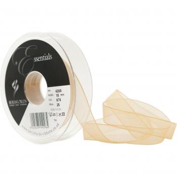 Cinta de tela supertransparente Berisfords de 15 mm, color dorado miel