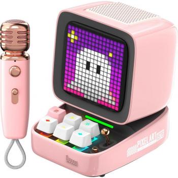 Altavoz Bluetooth Divoom Ditoo-Mic Mini Karaoke 15W Rosa Portátil con MicroSD y Batería de 8h