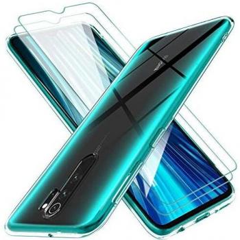 KEEPXYZ Funda para Xiaomi Redmi Note 8 Pro Silicona Transparente TPU Antigolpes + 2 Pcs Protector de Pantalla para Redmi Note 8 Pro Cristal Templado, Vidrio Templado para Xiaomi Redmi Note 8 Pro