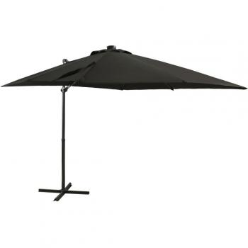 Sombrilla voladiza con poste y luces LED negra 250 cm de vidaXL