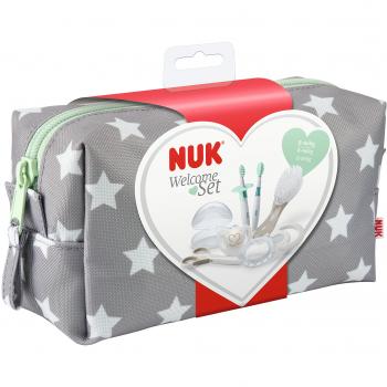 NUK Baby Care Welcome Set including Dummy Set, Hairbrush, Nail Scissors, Teething Set and Toothbrush Set, 7 Pieces
