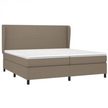 Cama box spring con colchón viscoelástico, espuma, protector, muelles ensacados, adaptable, acolchado reversible, tela gris taupe 200x200 cm