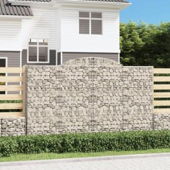 Cestas de Gaviones Arco 3 Piezas 300x50x80/200 cm Hierro Galvanizado Plateado