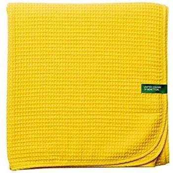 UNITED COLORS OF BENETTON. - Manta 140x190cm 200gsm 100% algodón Amarillo Casa Benetton