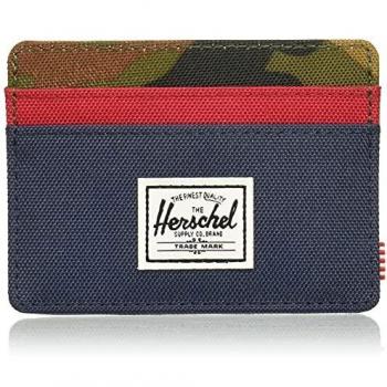 Herschel Supply Charlie RFID Billetera Tipo Tarjetas, Navy/Woodland Camo/Rojo, Taille Unique para Hombre