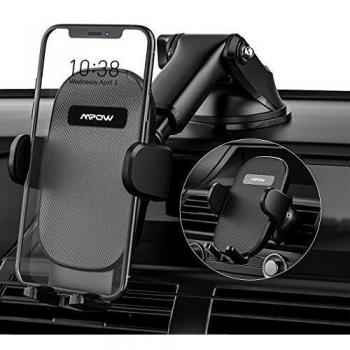 Mpow Soporte Móvil Coche, Soporte para Automóvil 3 en 1, Soporte para Teléfono Móvil Mejorado para Ventilación de Aire del Parabrisas del Salpicadero de Automóviles para iPhone 12/11/ 8/ Galaxy S20