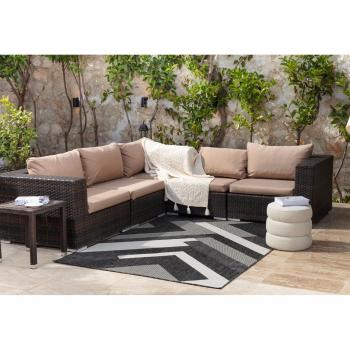 Surya - Alfombra Moderna de Exterior Terraza Balcón Cocina Gris y Marfil 120 x 170 cm