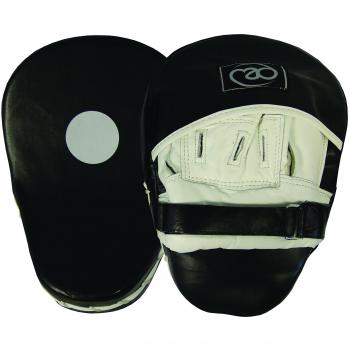 Fitness-Mad Pro Almohadillas de Gancho Curvadas de Cuero, Unisex, Negro/Blanco, Talla Única
