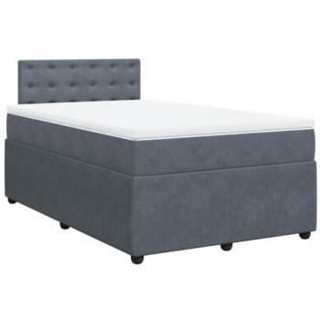 Cama box spring con colchón de terciopelo gris oscuro 120x190 cm
